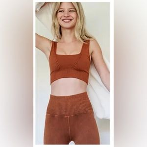 NWOT FP Movement Good Karma sports bra Brown Motif size M/L